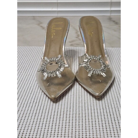 LULUS Clear PVC Rhinestone Slingback Pumps Womens Size 10 - Picture 8 of 8